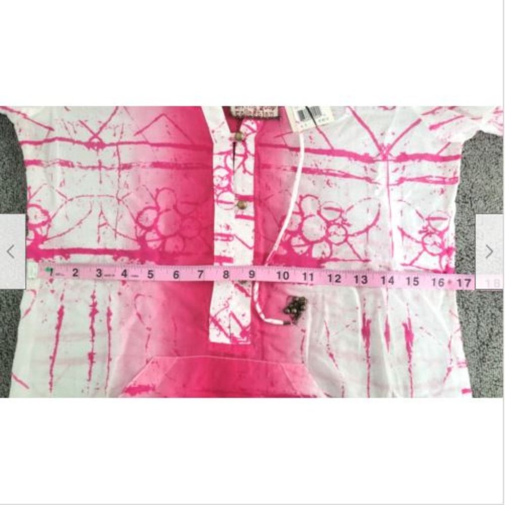 NWT L.A.M.B. Gwen Stefani Pink Splatter Hoodie Tunic 0 - Picture 8 of 9